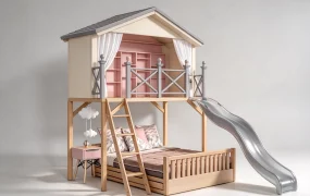 Modern Children's Playhouse Loft Bed With Slide SketchUp 3D Model