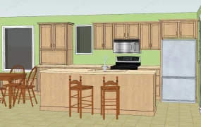 Natural Wood Kitchen With Island