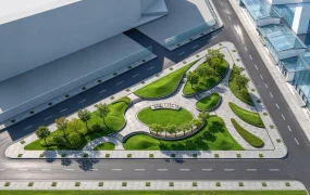 Modern Triangular Urban Pocket Park Plaza Masterplan SketchUp 3D Model