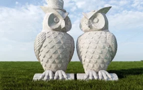 Stone Owls Sculpture