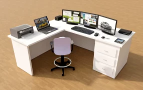 L Shape Office Desk With Drawers