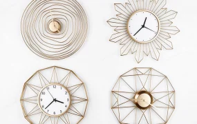 Modern Gold Wireframe Wall Clocks Collection SketchUp 3D Model