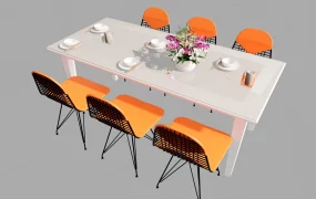 7 Piece Modern Minimalist Dining Set