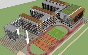 Modern School Campus And Athletic Facilities SketchUp 3D Model