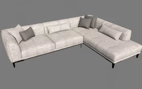 Modern Fabric L Shaped Sectional Sofa SketchUp 3D Model
