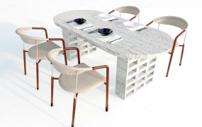 Brutalist Inspired Modern Dining Set