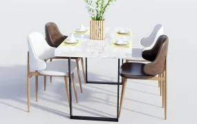 Modern White Dining Set 4 Chairs