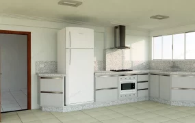 White Corner Kitchen Design