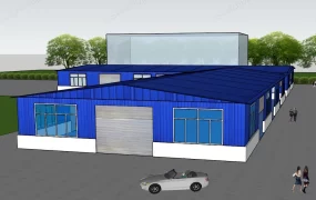 Modern Blue Industrial Warehouse