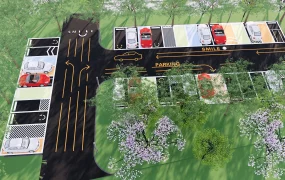 Eco Friendly Urban Parking Lot And Landscape Plan SketchUp 3D Model