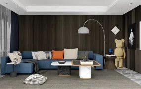 Brown And Blue Living Room