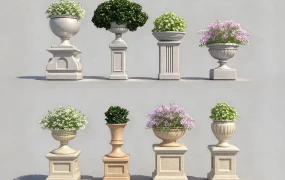 Classical European Stone Garden Urn And Pedestal Planter