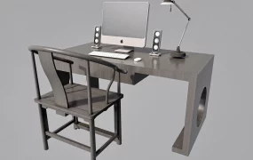Black Home Office Computer Desk Set