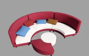 Modern Semi Circular Curved Sectional Sofa SketchUp 3D Model
