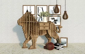 Wooden Lion Bookshelf