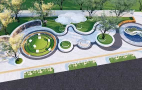 Modern Linear Urban Park Plaza Masterplan SketchUp 3D Model