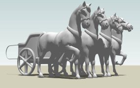 Roman Chariot Horse Sculpture