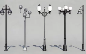 Classical And Modern Outdoor Street Light Posts Collection SketchUp 3D Model