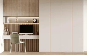 Minimalist Home Office With Built In Wardrobe