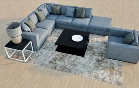 Blue Sofa Living Room Set
