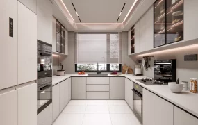 Modern Minimalist U Shaped Fitted Kitchen SketchUp 3D Model