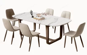White Marble 7 Piece Dining Set
