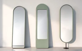Modern Green Framed Floor Mirrors Set SketchUp 3D Model