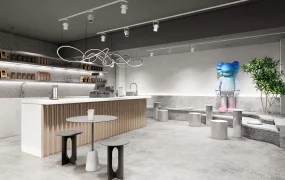 Minimalist Industrial Cafe