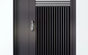 Modern Black Metal Security Door And Smart Gate SketchUp 3D Model