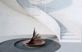 Spiral Stair And Chandelier