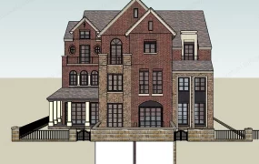 Classic Brick Mansion And Townhouse SketchUp 3D Model