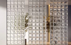 Modern Glass Block Partition Walls SketchUp 3D Model