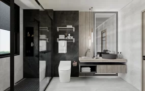 Dark And Gray Bathroom Idea