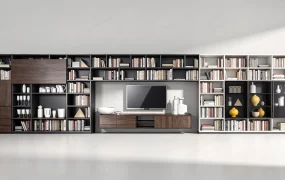 Modern Expansive Modular Wall Unit Library And Media Center SketchUp 3D Model