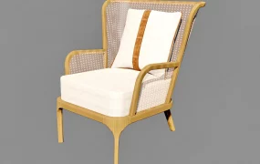 Wood Rattan Armchair