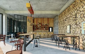 Rustic Industrial Coffee Shop Design