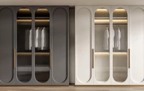 Modern Arched Fluted Glass Built In Wardrobes SketchUp 3D Model