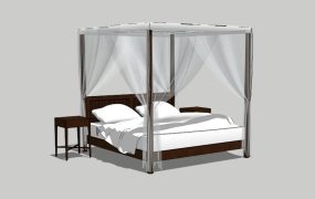 Contemporary Canopy Bed with Nightstands