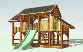 Backyard Playhouse With Slide