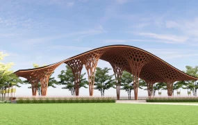 Modern Parametric Bamboo Woven Canopy Pavilion SketchUp 3D Model
