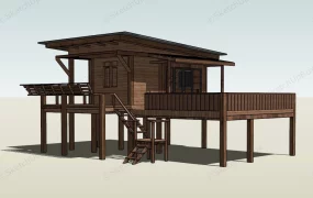 Wooden Cabin On Stilts