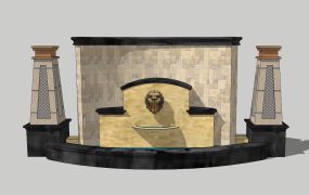Lion Fountain Outdoor Accent Wall