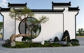 Chinese Zen Garden Feature Wall