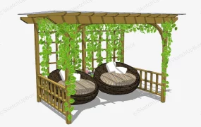 Small Wooden Pergola With Sofa