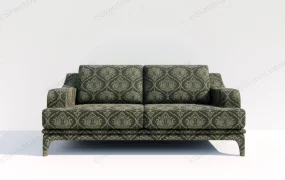 Black Floral Fabric Loveseat