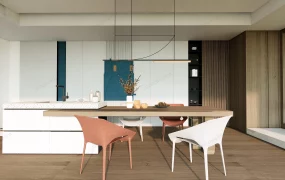 Modern Wet Bar With Stools