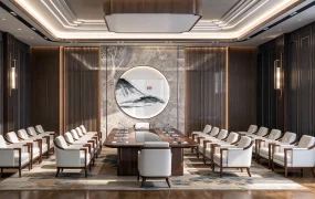 Modern Chinese Executive Conference Room Boardroom SketchUp 3D Model
