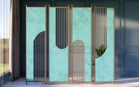 Modern Luxury Turquoise And Gold Geometric Screen Partition SketchUp 3D Model