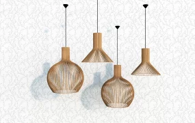 Wicker Pendant Lights Set