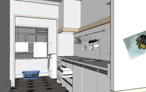 White Narrow Kitchen Design Idea